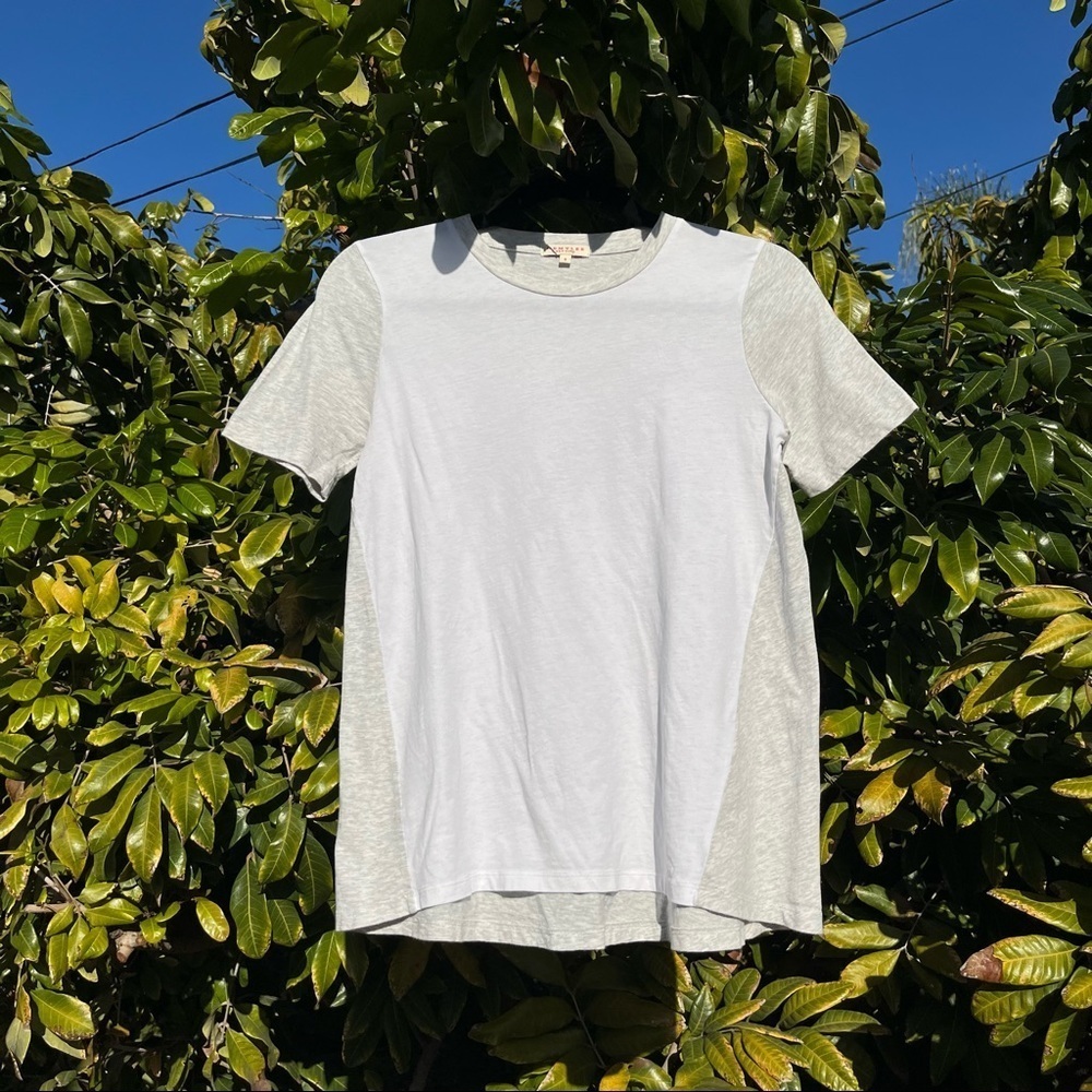 Demylee heather grey white colorblock patchwork‎ T-shirt top